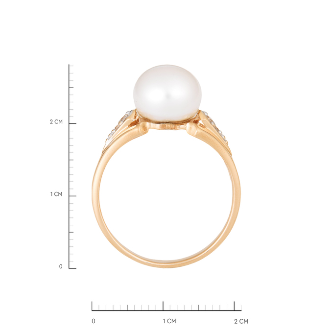 Кольцо из золота 585 пробы c культивированным жемчугом и фианитами, Л 0515 4131 за 34800