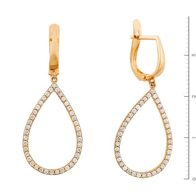 Серьги из красного золота 585 пробы c фианитами