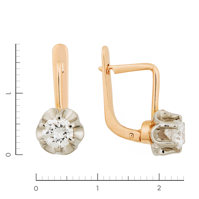 Серьги из золота 583 пробы c 2 бриллиантами, Л 5207 1348 за 215000