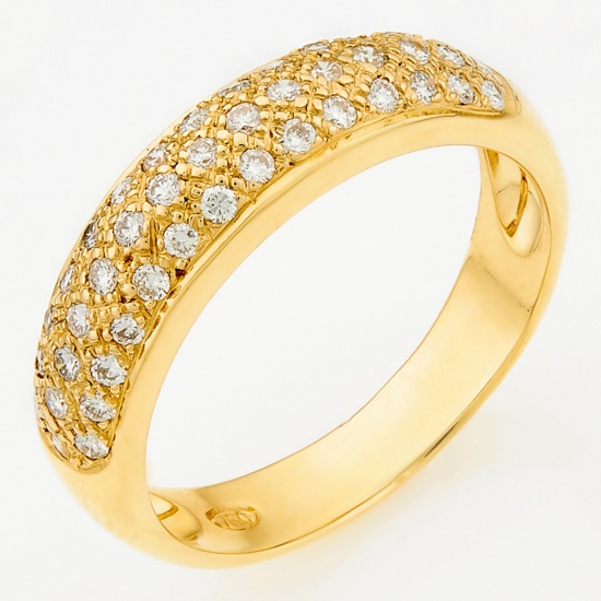 Кольцо из желтого золота 750 пробы c 43 бриллиантами, Л19106014 за 36 700 ₽