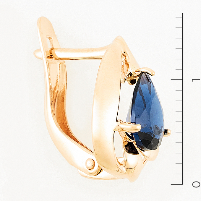 Серьги из красного золота 585 пробы c 2 камнями синтетическими