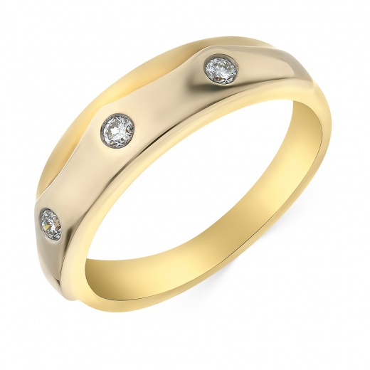Кольцо из комбинированного золота 750 пробы c 3 бриллиантами 024515 фото 1