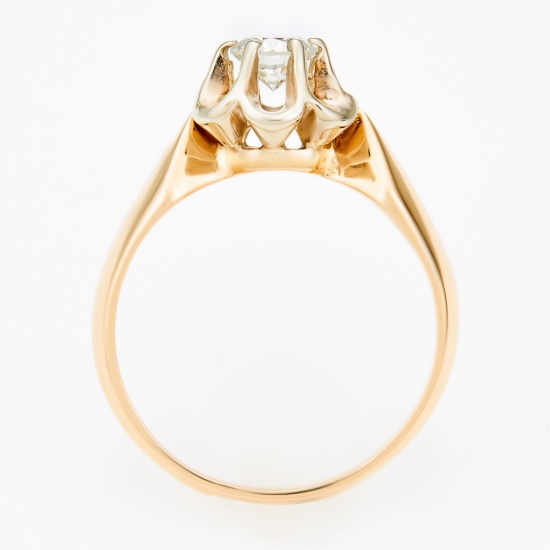 Кольцо из комбинированного золота 585 пробы c 1 бриллиантом, Л45046230 за 80850