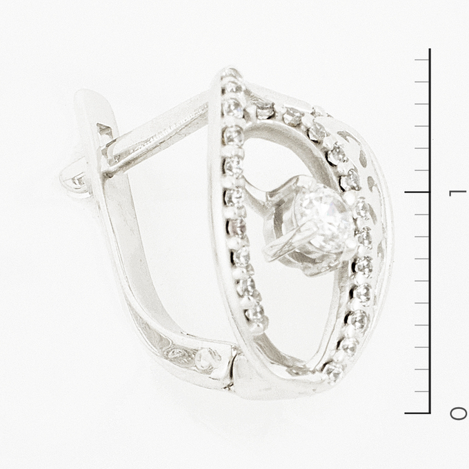 Серьги из белого золота 585 пробы c фианитами