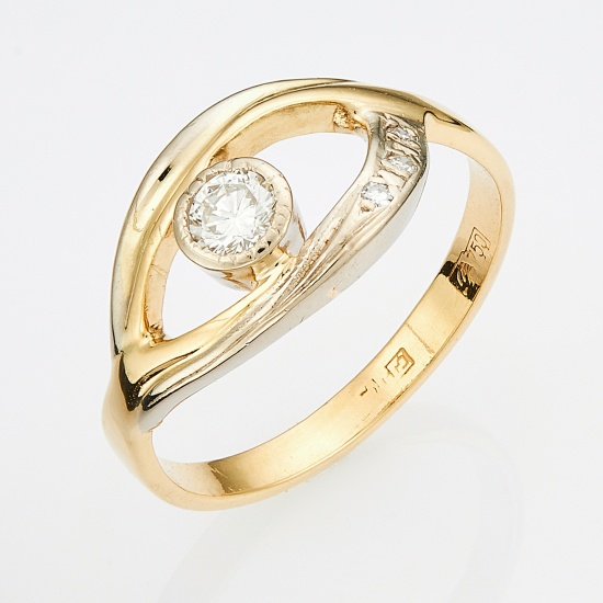 Кольцо из комбинированного золота 750 пробы c 4 бриллиантами, Л47070968 за 33450