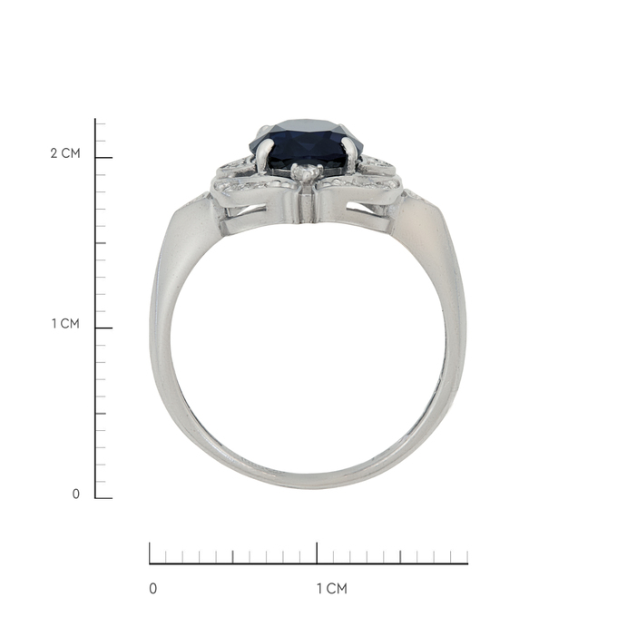 Кольцо из золота 585 пробы c бриллиантами и синтетическим сапфиром, Л 7303 1141 за 51360