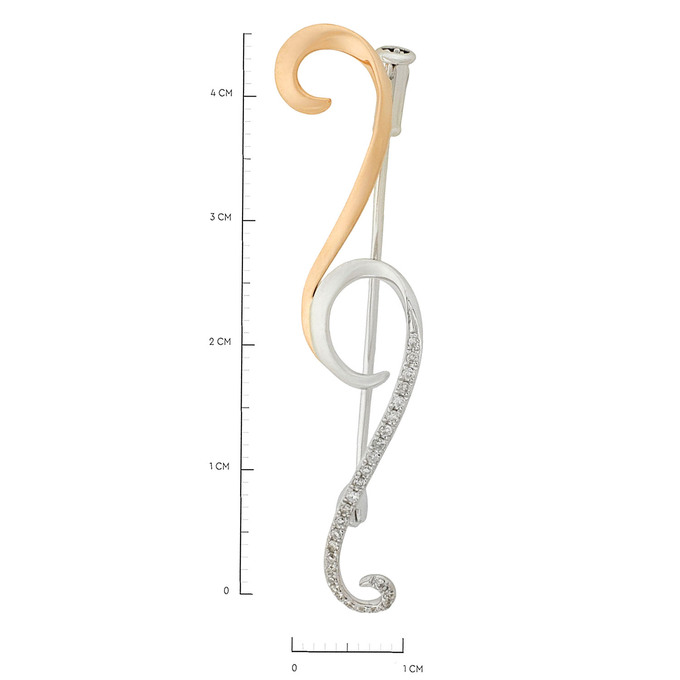 Брошь из золота 585 пробы c бриллиантами