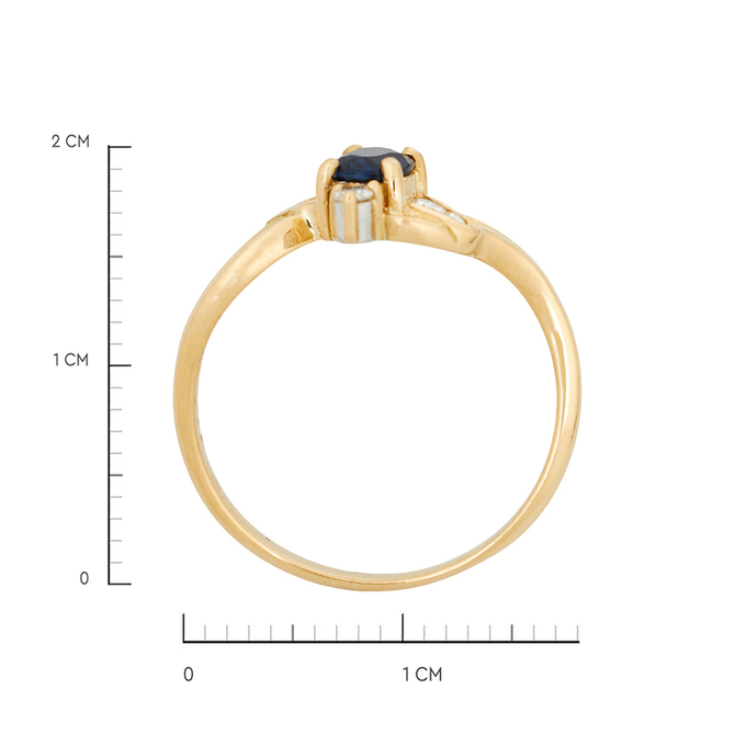 Кольцо из золота 750 пробы c 6 бриллиантами и 1 сапфиром