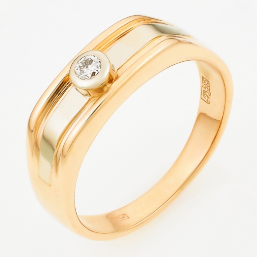 Кольцо из комбинированного золота 585 пробы c 1 бриллиантом Л24136306 фото 1