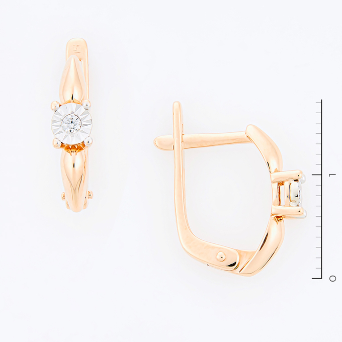 Серьги из золота 585 пробы c 2 бриллиантами