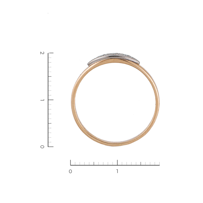 Кольцо из комбинированного золота 583 пробы c 3 бриллиантами, Л 1115 4729 за 12530