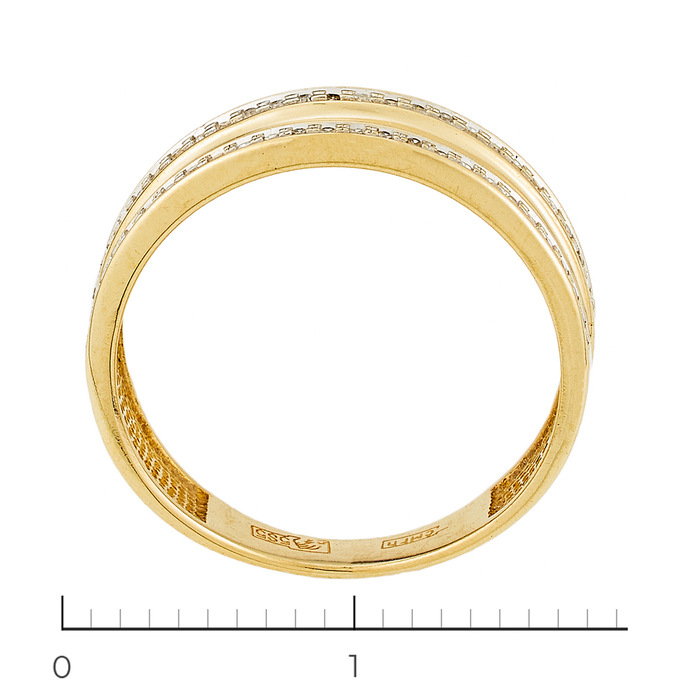 Кольцо из желтого золота 585 пробы c 50 бриллиантами