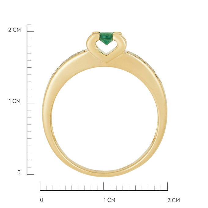 Кольцо из золота 585 пробы c изумрудом и бриллиантами