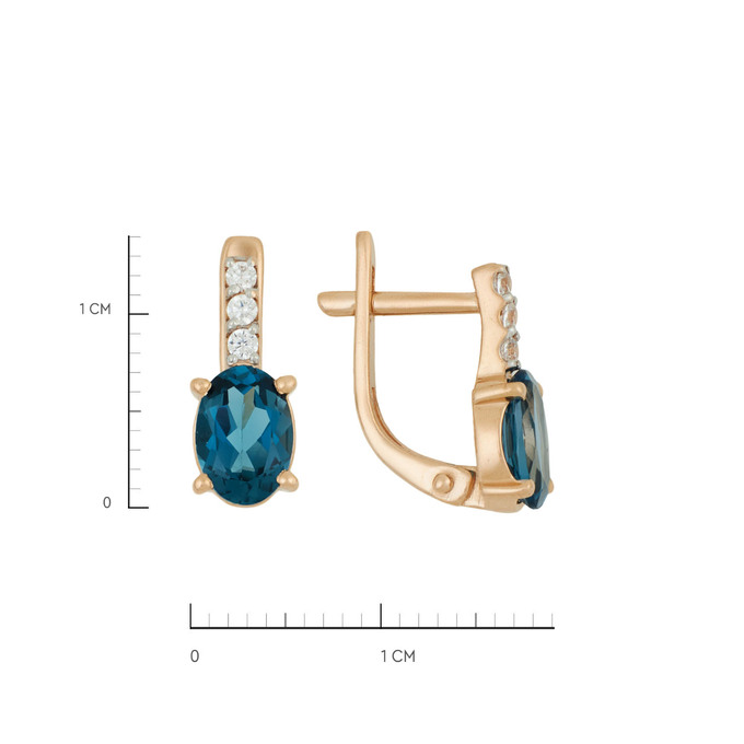 Серьги из золота 585 пробы с топазами Лондон и фианитами, Л 5208 3076 за 23200