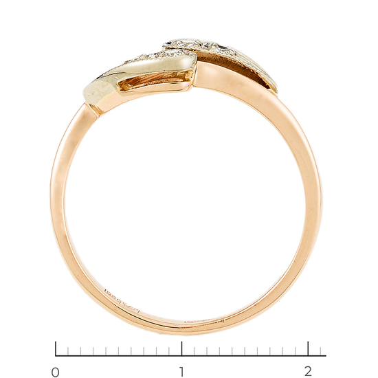 Кольцо из комбинированного золота 585 пробы c 4 бриллиантами, Л76008444 за 12900