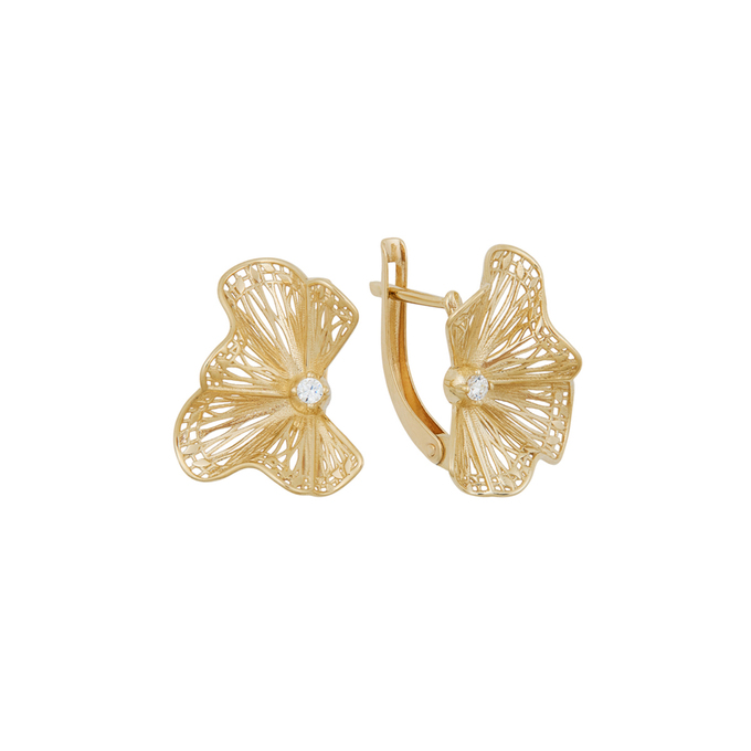 Серьги из золота 585 пробы c фианитом