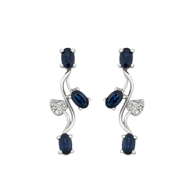 Серьги из золота 585 пробы c сапфирами и бриллиантами, Л 0503 9237 за 60750