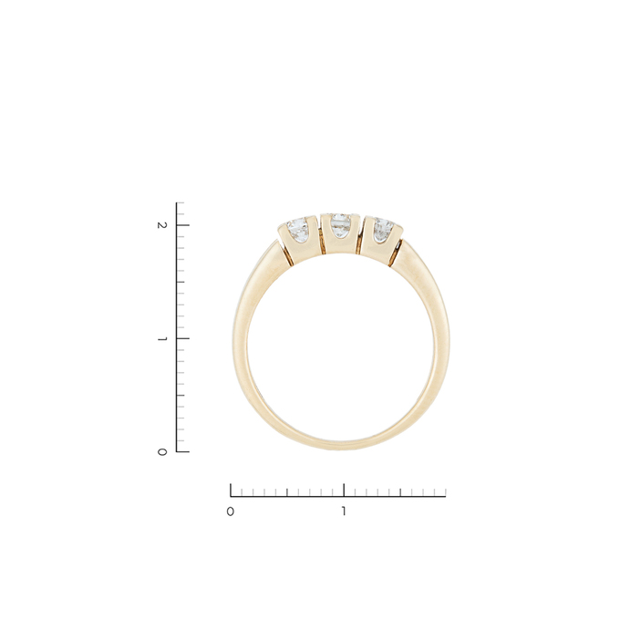 Кольцо из золота 585 пробы c 3 бриллиантами