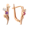 Серьги из красного золота 585 пробы c фианитами и корундами