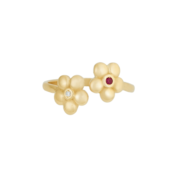 Кольцо из золота 750 пробы с рубином и бриллиантом, Л 1911 7346 за 24700