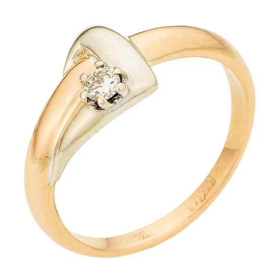 Кольцо из комбинированного золота 585 пробы c 1 бриллиантом, Л29123786 за 11700