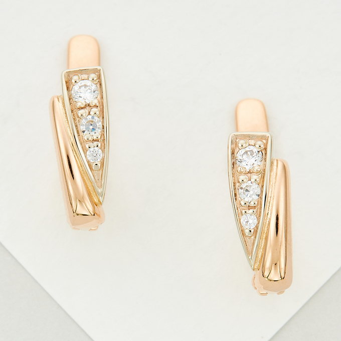 Серьги из золота 585 пробы c фианитами