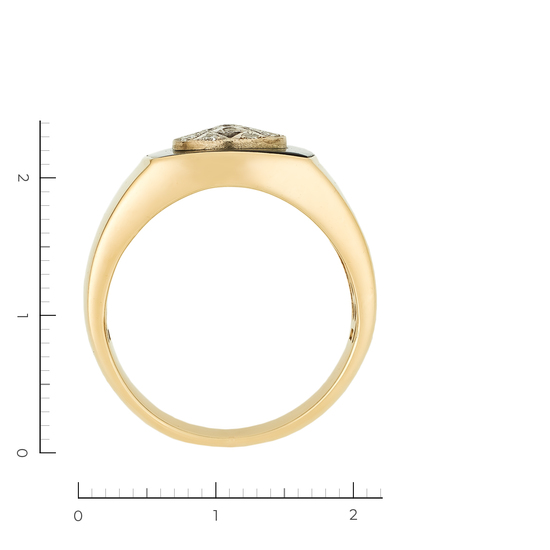 Кольцо из комбинированного золота 585 пробы c 13 бриллиантами и 1 ониксом, Л28085936 за 60300