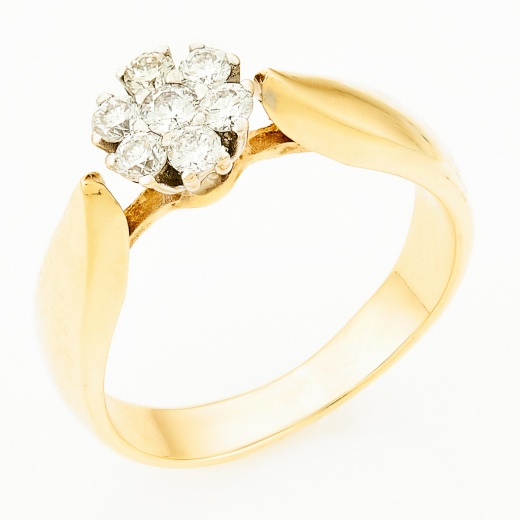 Кольцо из комбинированного золота 585 пробы c 7 бриллиантами Л62012717 фото 1