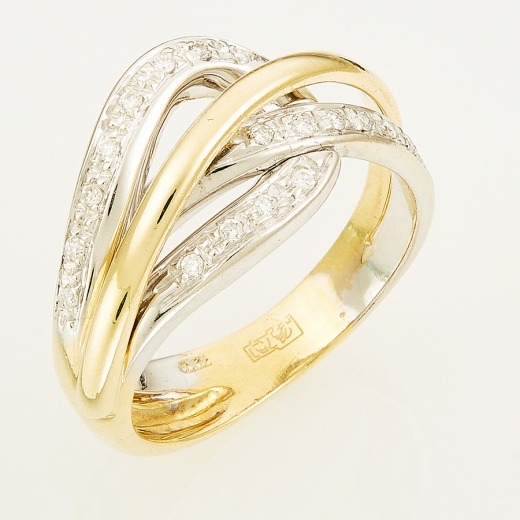 Кольцо из комбинированного золота 750 пробы c 19 бриллиантами Л36052745 фото 1