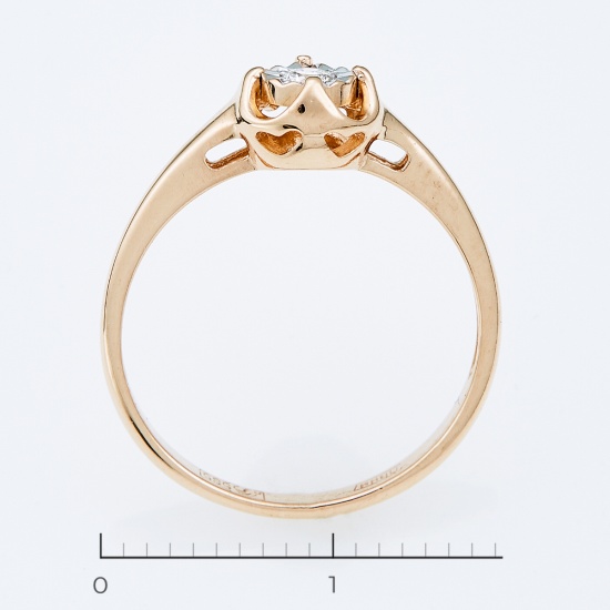 Кольцо из комбинированного золота 585 пробы c 1 бриллиантом, Л28065974 за 6360