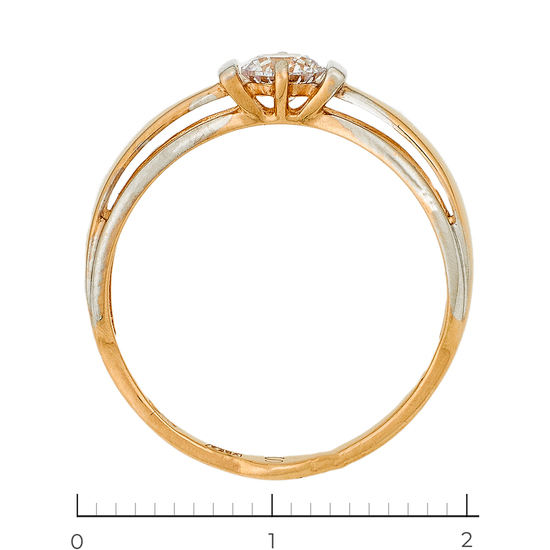 Кольцо из комбинированного золота 585 пробы c 1 фианитом, Л29123122 за 8280