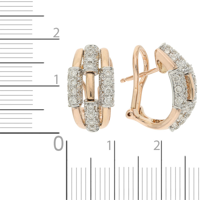 Серьги из красного золота 585 пробы c 80 бриллиантами