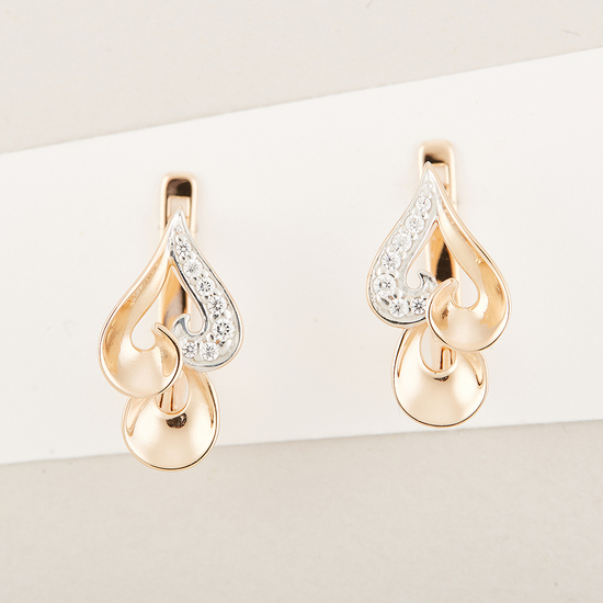 Серьги из красного золота 585 пробы c фианитами, Л64008039 за 15 500 ₽