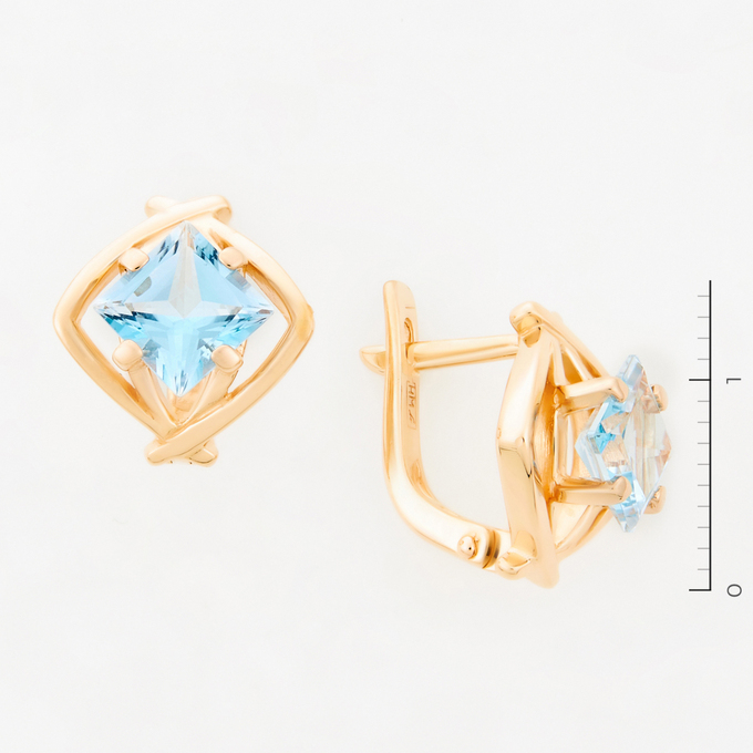 Серьги из красного золота 585 пробы c 2 топазами