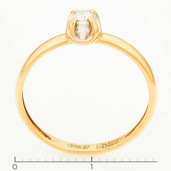 Кольцо из красного золота 585 пробы c 1 бриллиантом, Л73016917 за 6750