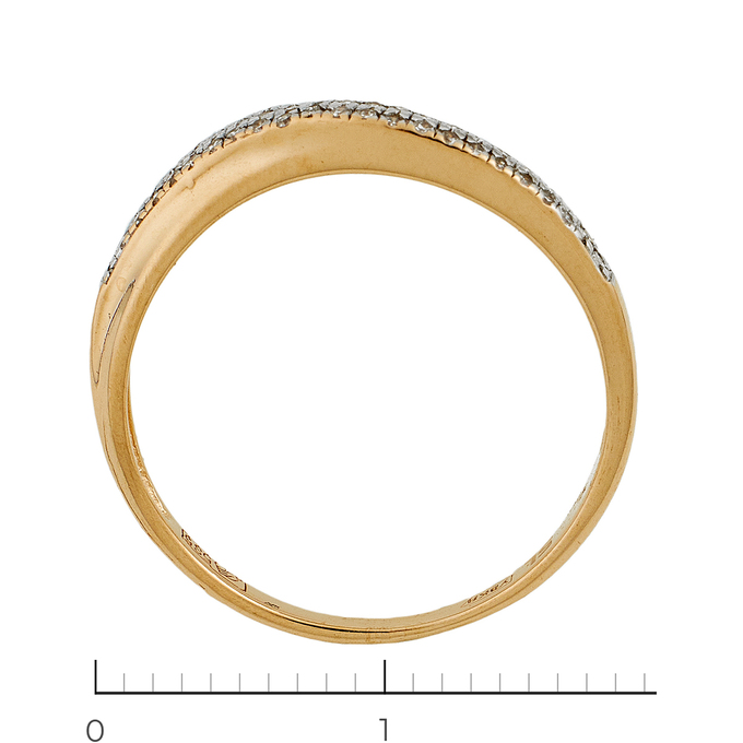 Кольцо из комбинированного золота 585 пробы c 54 бриллиантами