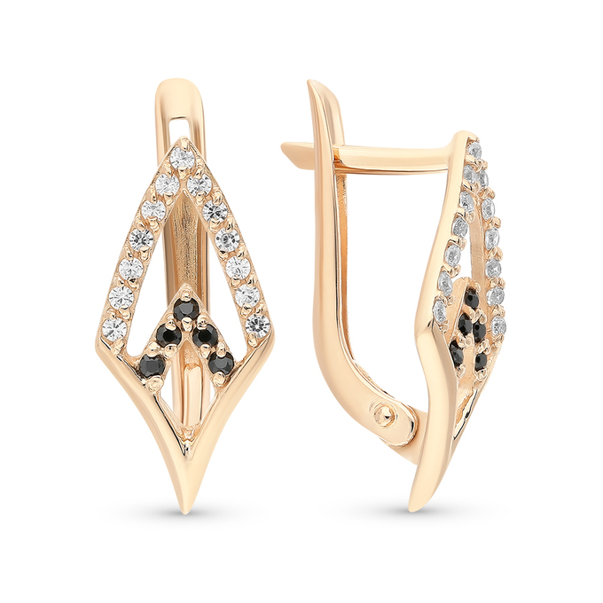 Серьги из красного золота 585 пробы c фианитами