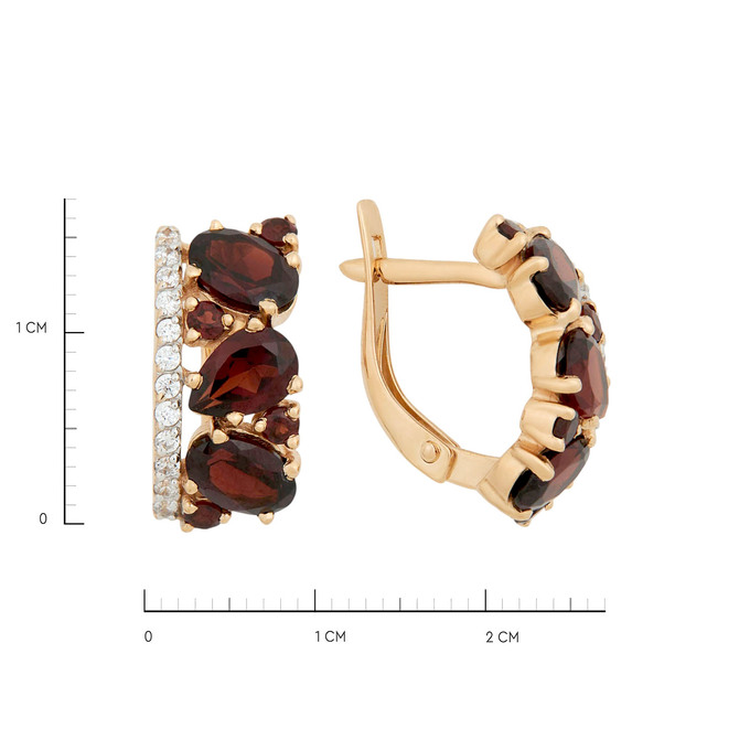 Серьги из золота 585 пробы с гранатами и фианитами, Л 0617 0882 за 45000