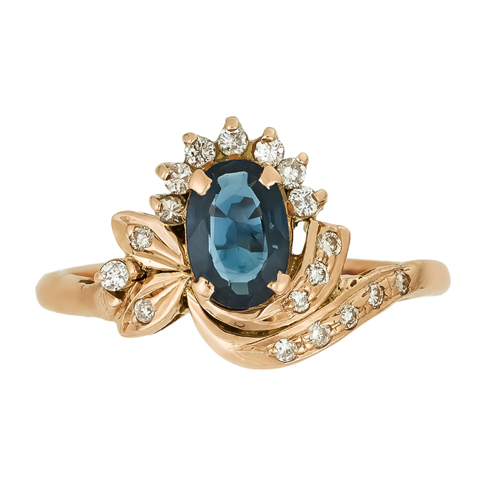 Кольцо из золота 585 пробы c сапфиром и бриллиантами, Л 1207 8848 за 58000