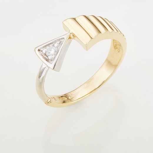Кольцо из комбинированного золота 750 пробы c 1 бриллиантом Л39083866 фото 1