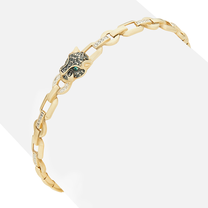 Браслет из золота 585 пробы c бриллиантами и изумрудами