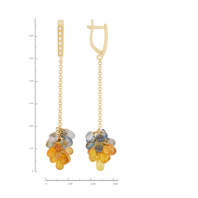 Серьги из золота 585 пробы c бриллиантами и корундами, Ц О007 2922 за 152000