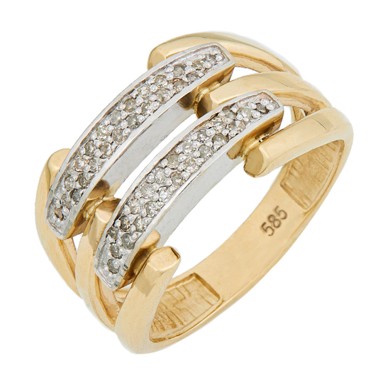 Кольцо из комбинированного золота 585 пробы c 46 бриллиантами, Л62009821 за 54000