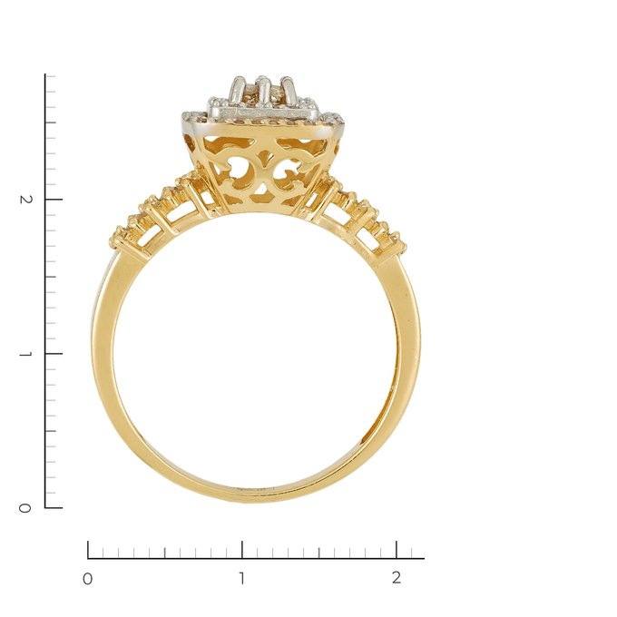 Кольцо из комбинированного золота 585 пробы c 66 бриллиантами