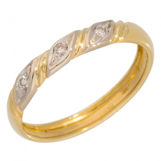 Кольцо из комбинированного золота 750 пробы c 3 бриллиантами, Л06099237 за 10 650 ₽