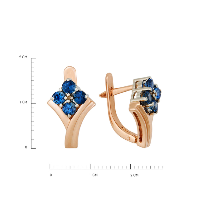 Серьги из золота 585 пробы c сапфирами