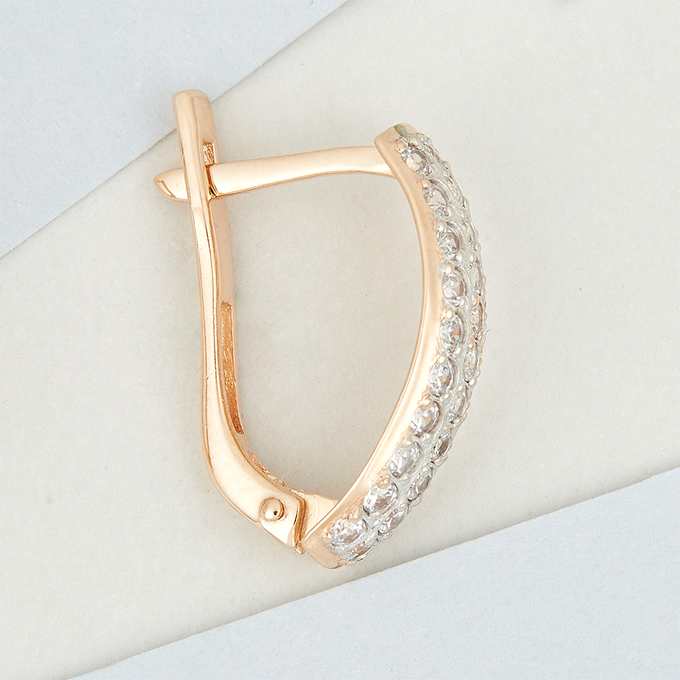 Серьги из красного золота 585 пробы c фианитами