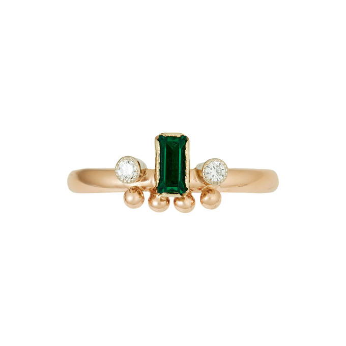 Кольцо из золота 585 пробы c бриллиантами и синтетическим изумрудом, Л 5805 2424 за 31600