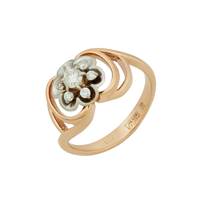 Кольцо из золота 585 пробы c бриллиантами