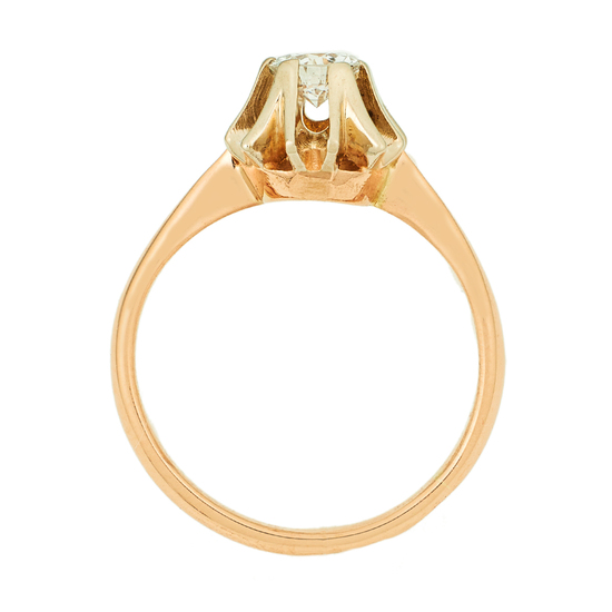 Кольцо из комбинированного золота 583 пробы c 1 бриллиантом, Л75010022 за 32750